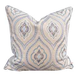 Colefax & Fowler Fabian Luxury Designer Embroidered Grey Blue Cushion Pillow Cover - thumbnail 1