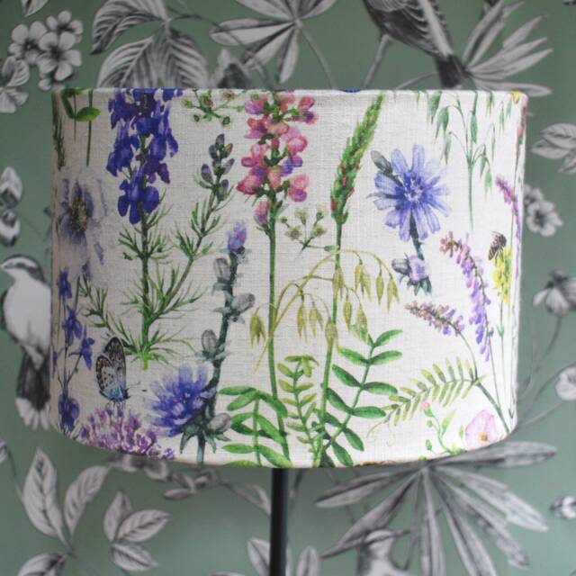 Handmade Floral Butterfly Lampshade Linen Table/Ceiling Light - image 1
