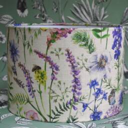 Handmade Floral Butterfly Lampshade Linen Table/Ceiling Light - thumbnail 2