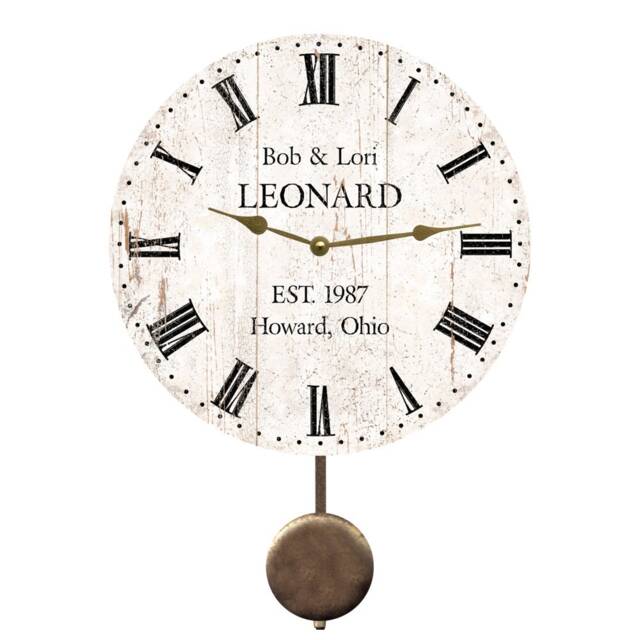 White Rustic Pendulum Clock - Wedding Clock - image 1