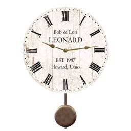 White Rustic Pendulum Clock - Wedding Clock - thumbnail 1