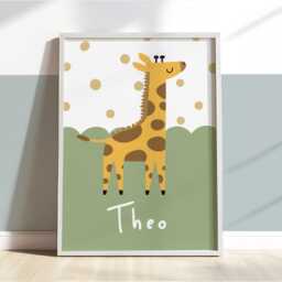 Personalised Safari Set Of Gallery Wall Prints in Bright Colours, Toddler Jungle Bedroom & Playroom Decor, Neutral Kids Room Art - thumbnail 3