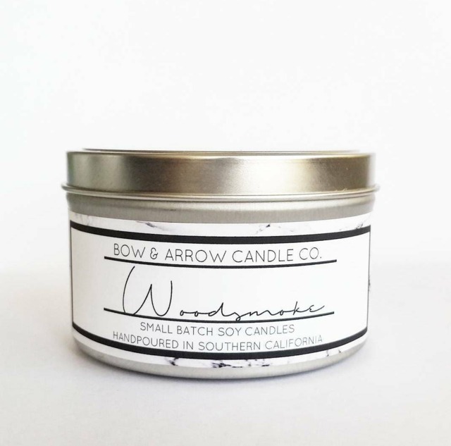8 Oz Natural Soy Candle Woodsmoke Scented - Tin Campfire Candles Masculine - image 1