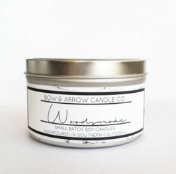 8 Oz Natural Soy Candle Woodsmoke Scented - Tin Campfire Candles Masculine - thumbnail 1