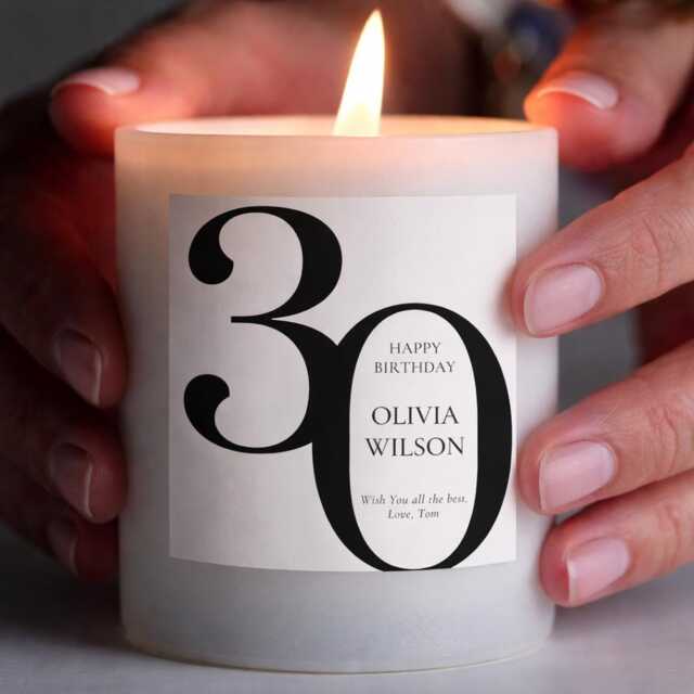 30Th Birthday Candle - Custom Age Gift Name & Message Soy Wax 150G 250G Refillable - image 1