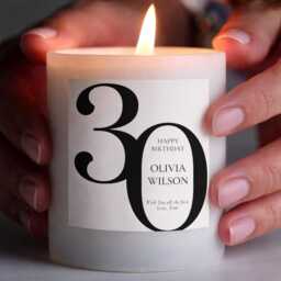 30Th Birthday Candle - Custom Age Gift Name & Message Soy Wax 150G 250G Refillable - thumbnail 1