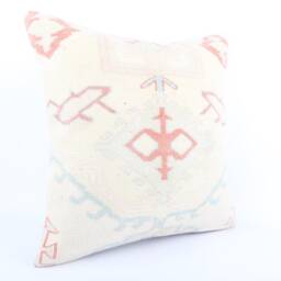 Handwoven Turkish Kilim Pillow Cover Vintage Wool Throw - 24x24 - thumbnail 2