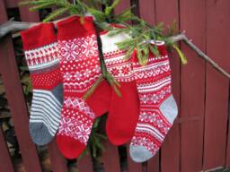 Santa Socks Christmas Knitted Stockings Knit Holiday Gifts Scandinavian Knit Qualitet