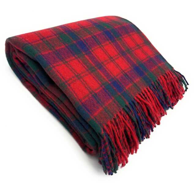 Soft Wool Tartan Blanket - 70x60 Inches Soft, Warm & Timeless Robertson Red - image 1