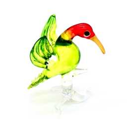 Miniature Glass Parrot Bird Little Animal Green Red Figurine Small Statue Hand Blown Tiny Decoration Collectible Decor Craft Painted Figure - thumbnail 2