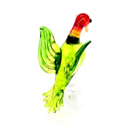 Miniature Glass Parrot Bird Little Animal Green Red Figurine Small Statue Hand Blown Tiny Decoration Collectible Decor Craft Painted Figure - thumbnail 3