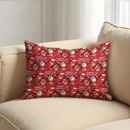 Red Christmas Cushion Cover With Penguin&gift Print, Happy Holidays Throw Pillowcase, Festive Winter Decorative Case For Sofa Decor - thumbnail 4