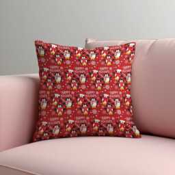 Red Christmas Cushion Cover With Penguin&gift Print, Happy Holidays Throw Pillowcase, Festive Winter Decorative Case For Sofa Decor - thumbnail 3