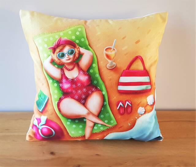 Beach Seaside Cushion, Holiday Theme Pillow, Art Print Cushion With Zip Fastening - image 1