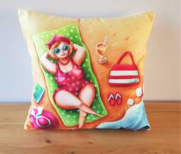 Beach Seaside Cushion, Holiday Theme Pillow, Art Print Cushion With Zip Fastening - thumbnail 1