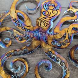 Octopus - Stainless Steel Metal Wall Art Ocean Sculpture Bathroom Decor Powder Room Humdinger Designs - thumbnail 2