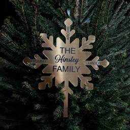 Gold Personalized Christmas Snowflake Tree Topper Custom Family Name - thumbnail 4