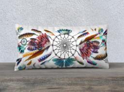 Dreamcatcher Pillow, 24 X 12 Inches Pillow Cover Only, Soft Velveteen, Boho Cushion, Festival - thumbnail 1
