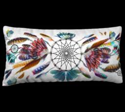 Dreamcatcher Pillow, 24 X 12 Inches Pillow Cover Only, Soft Velveteen, Boho Cushion, Festival - thumbnail 3