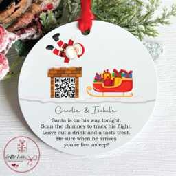 Personalised Santa Tracker Tree Decoration Bauble - Christmas Eve Box Filler Father Qr Code - thumbnail 1