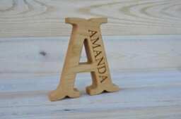 Sale 6'' Personalized Free Standing Wooden Letter For Christmas Gifts, Nursery, Baby Shower, Weddings, Home Decor Kid's Room - thumbnail 1
