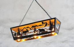 Rustic Moose & Bear Cabin Light Fixture Three-Light Pendant