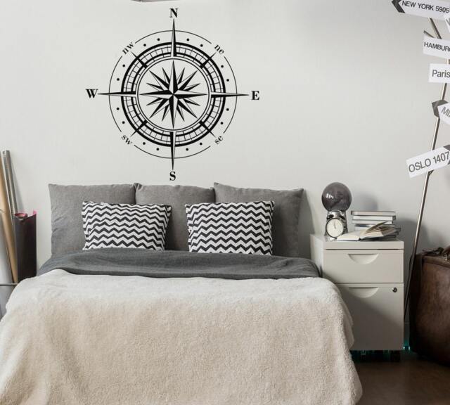 Nautical Compass Rose Wall Decal Travel Nursery, Lake House Decor #66 - image 1