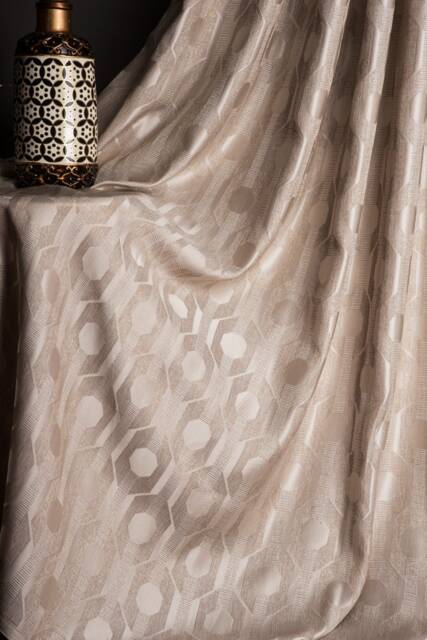 Cream & Gold Turkish Curtains Elegant Glitter Detail - image 1