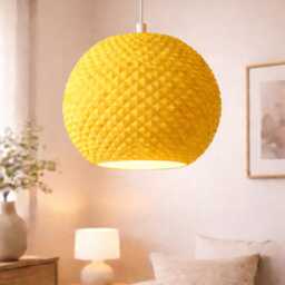 Modern Round Lampshade - Geometric Pendant Shade Minimalist Ceiling Light Faceted Lamp Cover Contemporary Home Decor - thumbnail 4