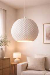 Modern Round Lampshade - Geometric Pendant Shade Minimalist Ceiling Light Faceted Lamp Cover Contemporary Home Decor - thumbnail 1