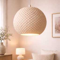 Modern Round Lampshade - Geometric Pendant Shade Minimalist Ceiling Light Faceted Lamp Cover Contemporary Home Decor - thumbnail 3