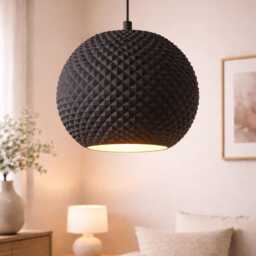 Modern Round Lampshade - Geometric Pendant Shade Minimalist Ceiling Light Faceted Lamp Cover Contemporary Home Decor - thumbnail 2
