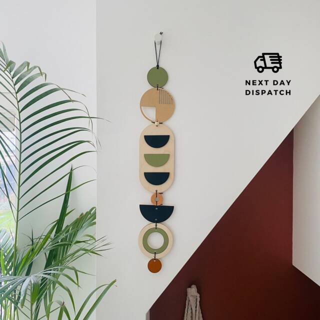 Geometric Wood Wall Hanging - Mid-Century Modern Art, Home Decor - image 1