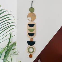 Geometric Wood Wall Hanging - Mid-Century Modern Art, Home Decor - thumbnail 2