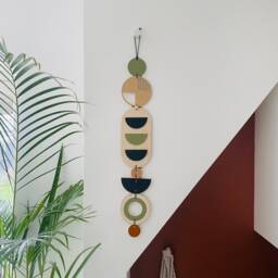 Geometric Wood Wall Hanging - Mid-Century Modern Art, Home Decor - thumbnail 4