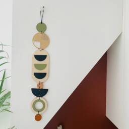 Geometric Wood Wall Hanging - Mid-Century Modern Art, Home Decor - thumbnail 3