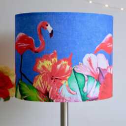 Lampshade Flamingo Tropical Velvet - Drum Lamp Shade 25cm 30cm 35cm 40cm 45cm Pink Blue Table Lamp Shade, Ceiling - thumbnail 2