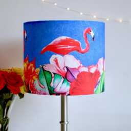 Lampshade Flamingo Tropical Velvet - Drum Lamp Shade 25cm 30cm 35cm 40cm 45cm Pink Blue Table Lamp Shade, Ceiling