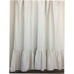 A Pair Of Linen Curtains With Mermaid Long Ruffles, Ruffled Curtains, Extra Country Curtains Cottage Style - thumbnail 2