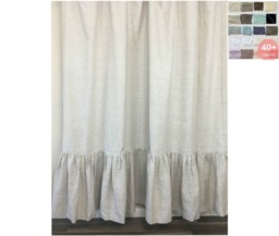 A Pair Of Linen Curtains With Mermaid Long Ruffles, Ruffled Curtains, Extra Country Curtains Cottage Style