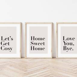 Let's Get Cosy Print, Hallway Living Room Prints, Neutral Bedroom Family Beige Home Lounge Wall Art - thumbnail 3