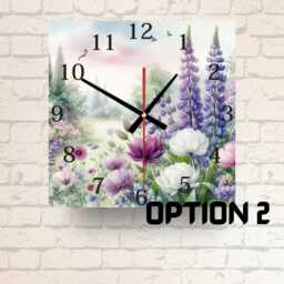 Spring Meadow Glass Wall Clock Floral Garden Art, Silent Movement - thumbnail 2