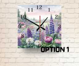 Spring Meadow Glass Wall Clock Floral Garden Art, Silent Movement