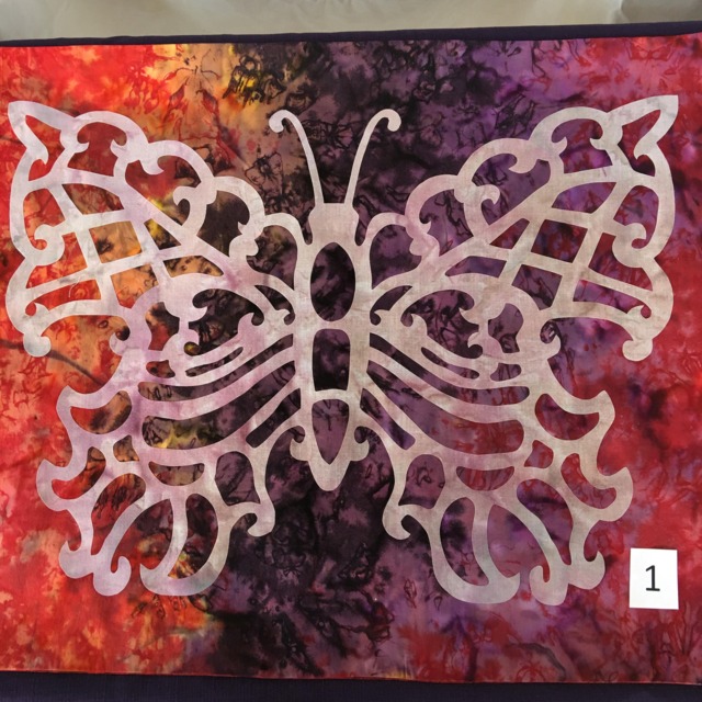 Hand Cut Quilt Square Wall Hanging. Finished Fabric Lining Fused Cutwork Butterfly Design By Linda Pool Hanging, Color Choice - image 1