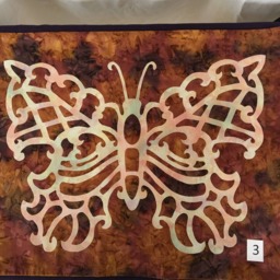Hand Cut Quilt Square Wall Hanging. Finished Fabric Lining Fused Cutwork Butterfly Design By Linda Pool Hanging, Color Choice - thumbnail 3