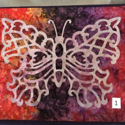 Hand Cut Quilt Square Wall Hanging. Finished Fabric Lining Fused Cutwork Butterfly Design By Linda Pool Hanging, Color Choice - thumbnail 1