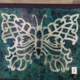 Hand Cut Quilt Square Wall Hanging. Finished Fabric Lining Fused Cutwork Butterfly Design By Linda Pool Hanging, Color Choice - thumbnail 2