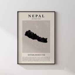 Nepal Map Vintage Abstract Wall Art Print Picasso + Matisse Inspired Travel Poster - thumbnail 3