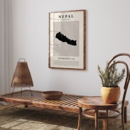 Nepal Map Vintage Abstract Wall Art Print Picasso + Matisse Inspired Travel Poster - thumbnail 2
