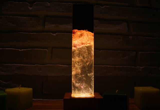 Yellow Resin Lamp Olive Wood Epoxy Night Light - image 1